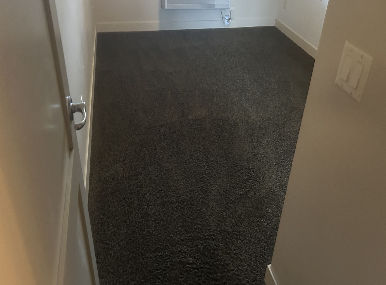 Clean dark bedroom carpet after professional hot water extraction in Kelowna