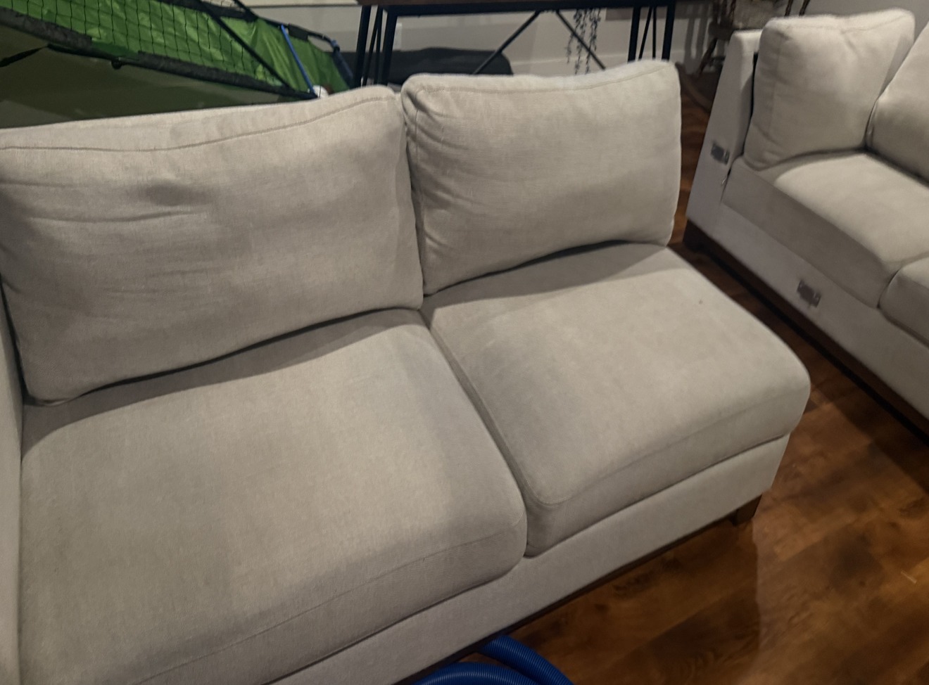 Two-seater and three-seater sofas fully cleaned and dry, fabric even and bright throughout, Kelowna home